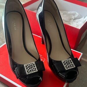 Coach Black Heels with Silver Accent